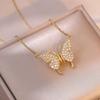 Butterfly Necklace with Color-Retaining Zircon - Fashionable, Versatile Women's Jewelry Accessory.