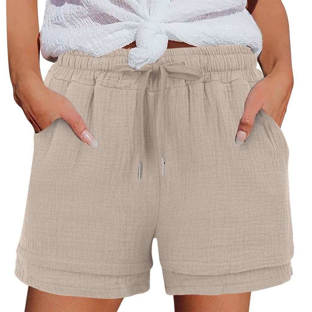 Women's Casual  Summer Elastic Beach Shorts  Solid Casual Shorts