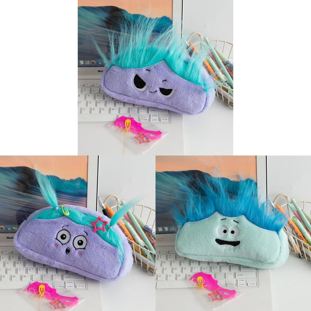 Cartoon Plush Pen Bag With Large Capacity For Students And Office Supplies