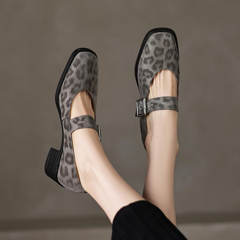 Fashion Spring New Women Genuine Leather High Heeled Fashion Leopard Party Wedding Pumps Shoes 2025 Elegant Office High Heeled Shoes