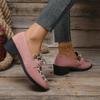 Fashion Autumn New Coarse Heel Shoes Women's Fashion Round Head Suede Metal Buckle Soft Sole Non-slip Low-top Shoes