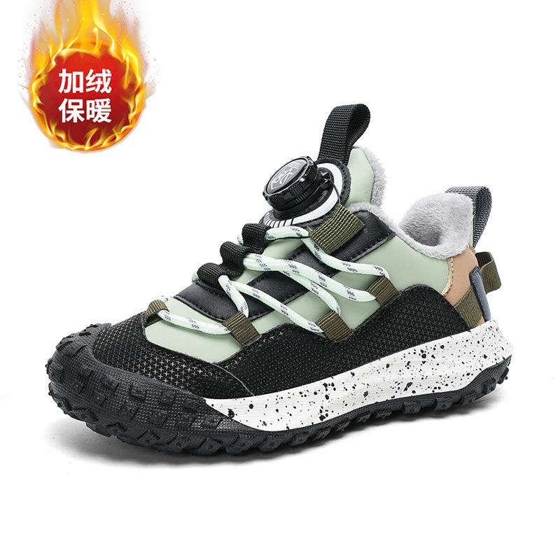 Factory direct sales children's shoes winter leather rotating buckle waterproof and wear-resistant outdoor middle and older children's sports shoes ki