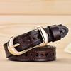 Women'S Leather Hollow Belt, Women'S Cowhide Belt, No Punching Belt, Thin Belt.