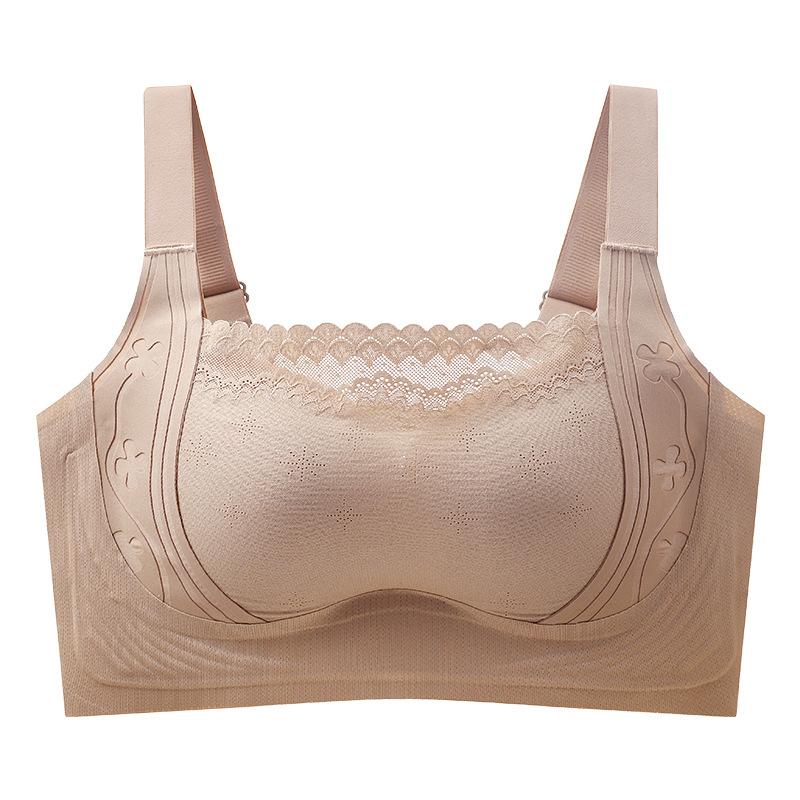 Women's Full Cup Bra Thin Adjustment Bra Adjustable Bra Double Breasted Anti Sagging Plus Size Seamless Bra