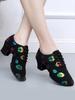 Bunte Tanzschuhe aus Oxford-Stoff, bunte Lippenprint-Damen-High-Heel-Lateintanzschuhe, Bauchtanz-Trainingsschuhe