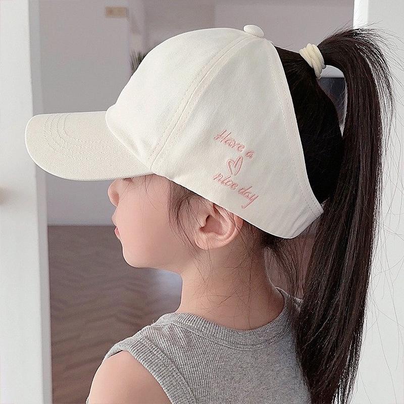 Kids' High Ponytail Baseball Cap - Cute Summer Sun Visor for Girls