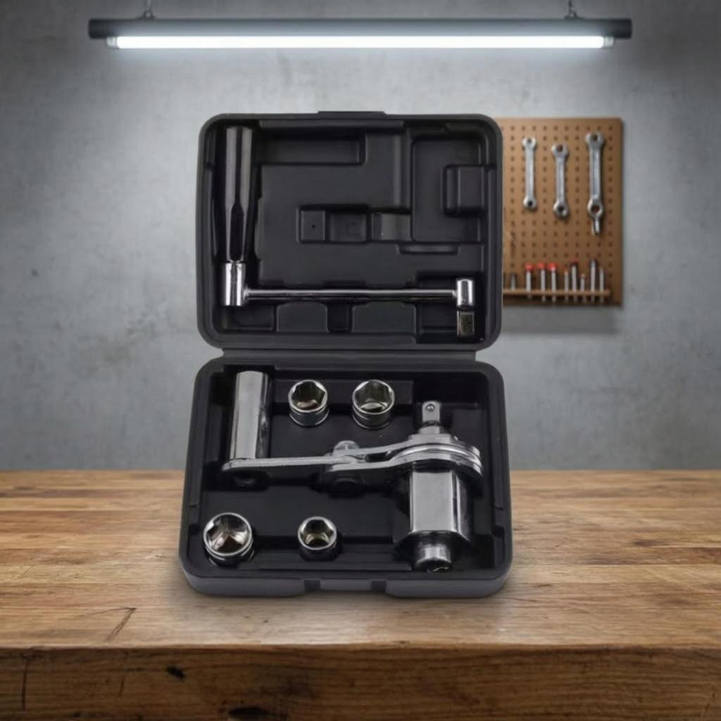 Wheel Wrench with Socket Adapters Heavy-Duty Lug Storage Case