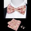Classic Bowtie Bow Ties for Mens Butterfly Bowknot Pocket Square Cufflinks Suit Set Bussiness Accessories