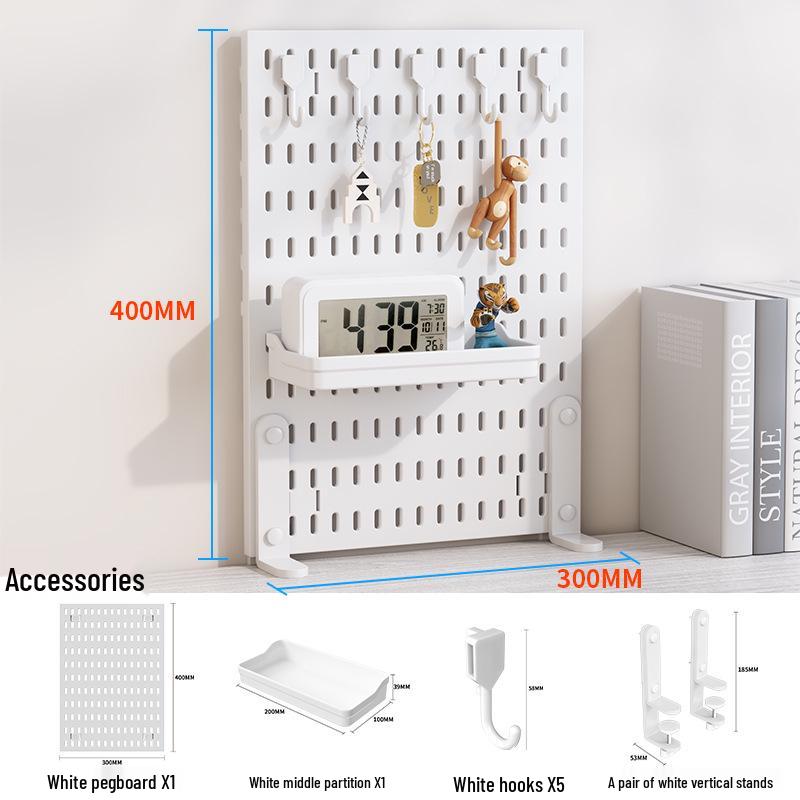 Pegboard Desktop Vertical Storage Rack - No-Punch Student & Office Shelf