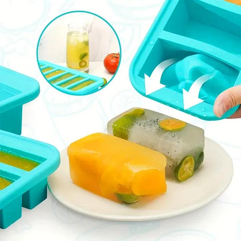 2/4/6-piece Silicone Freezer Tray Mold with Lid, Storage Box Food Box, Storage Containers for Soup, Broth, Meal Prep, Ice Cubes