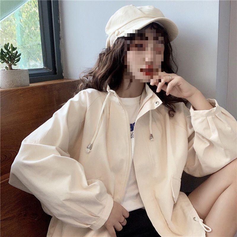 Autumn Winter Loose Fit Drawstring Jacket for Women - Korean College Style Casual Outerwear