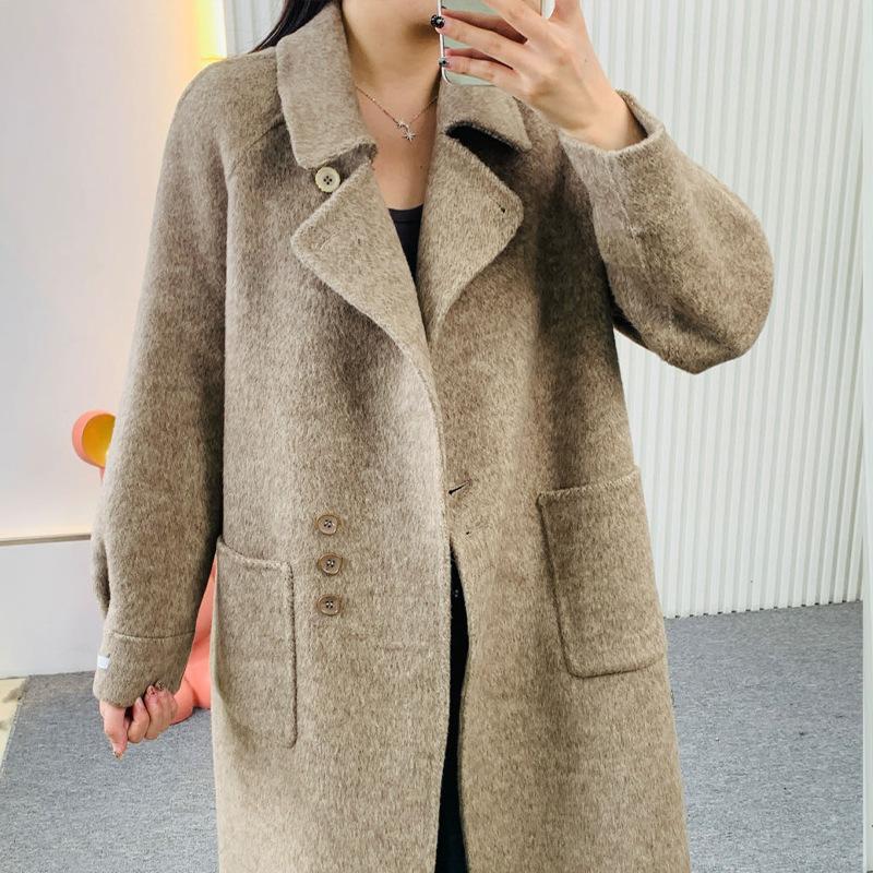 New loose double-sided cashmere coat elegant and lazy woolen coat long cashmere coat