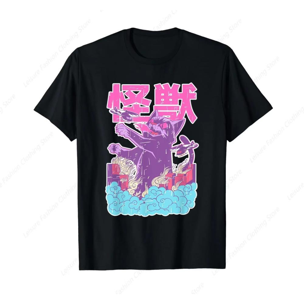 

Kaiju Vintage Japanese Anime Cat Pastel T-Shirt XXXXXL чорний