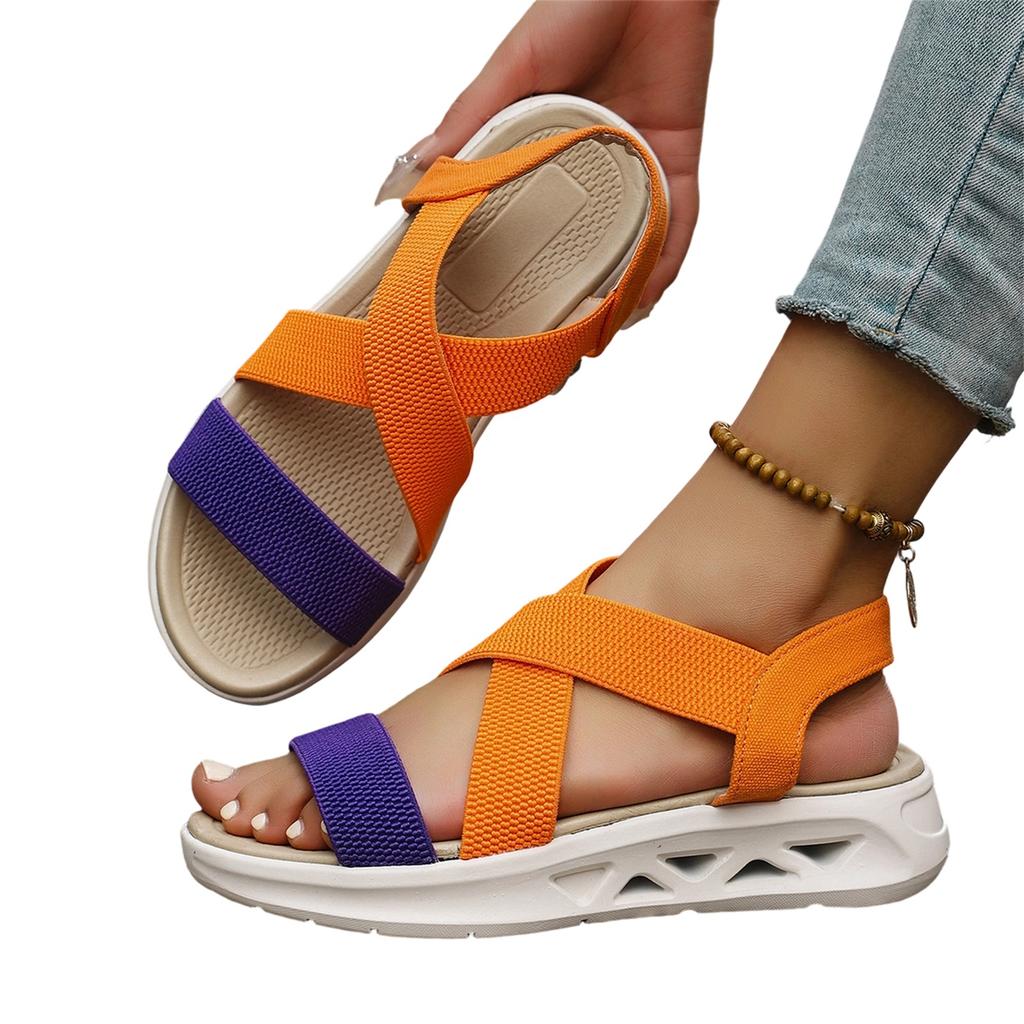 Women's Plus Size Casual Open Toe Sandals with Crisscross Straps Comfortable Slip On Lightweight Summer Footwear