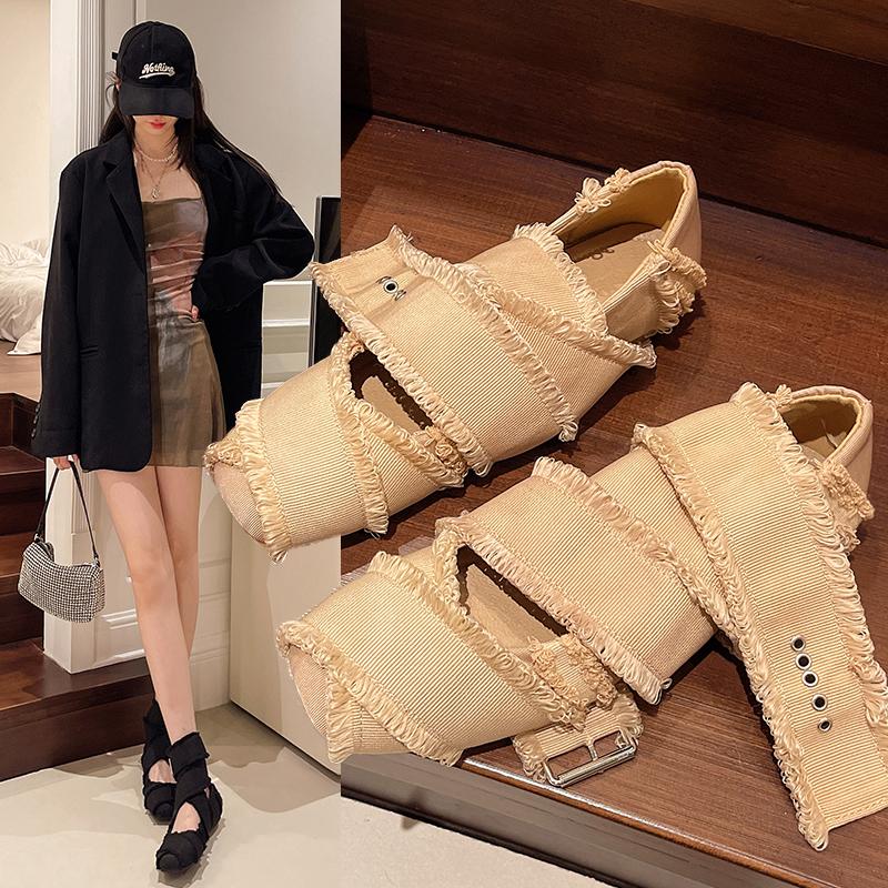 Women's Shoes 2024 Hot Selling Solid Color  Women's Single Shoes Outdoor Casual Creative Women's Sandals Luxury