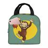 Cartoon Curious George Monkey Anime Insulated Lunch Bag for Women Office Cooler Thermal Food Box Tote Leakproof