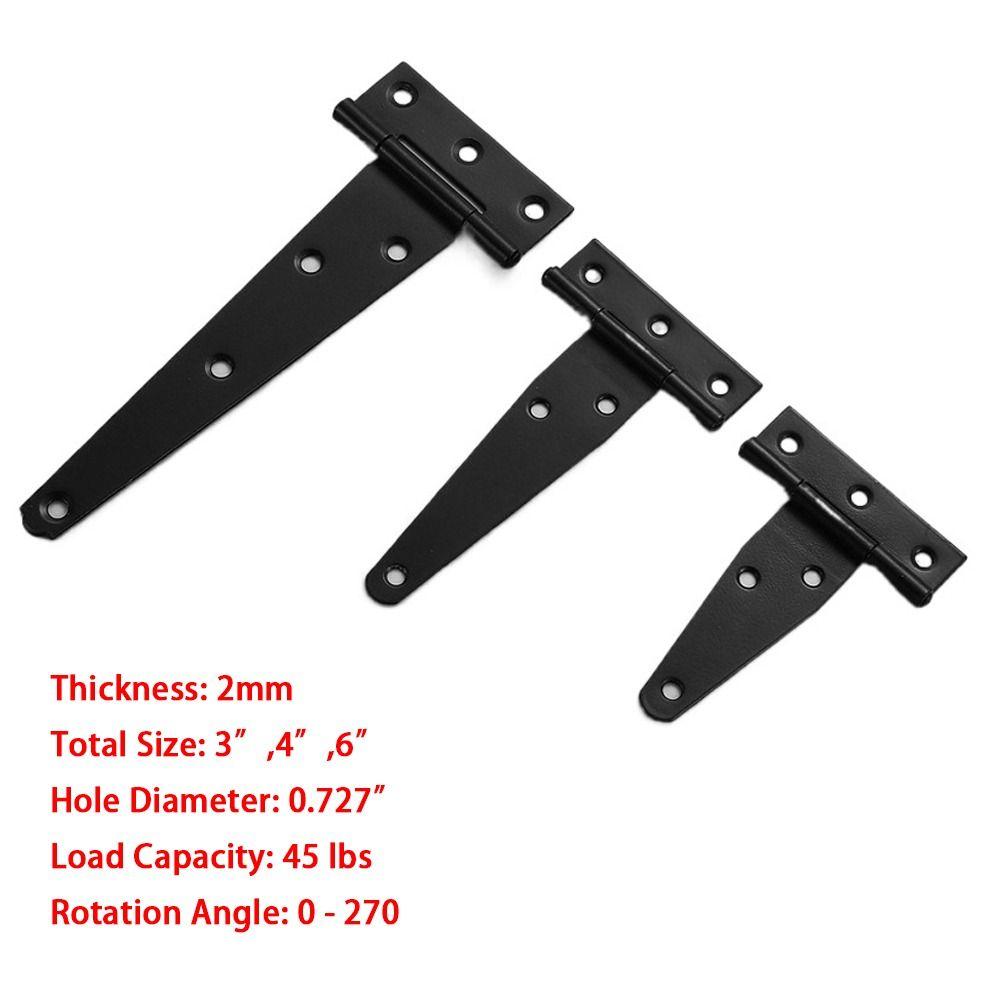 3/4/6inch T Shaped Door Hinges Metal Gate Strap Hinges  for Wooden Fences Yard Barn Door Cabinet