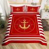 Anchor Compas Soft Duvet Cover Nautical Warm Comforter Cover Ful King Geometric Stripes Beding Set Coastal Adventure Theme Comfortable Quilt Cover