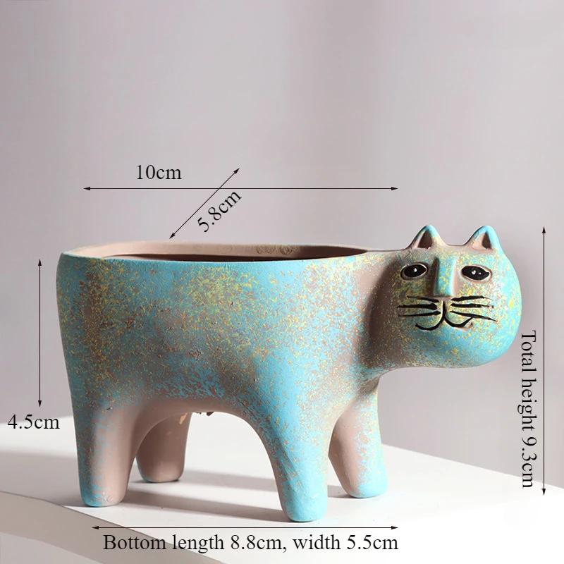 Ceramic Cartoon Cat Flower Pot Creative Succulents Plant Pots Desk Tabletop Ornaments Garden Indoor Plants Vase Home Decoration