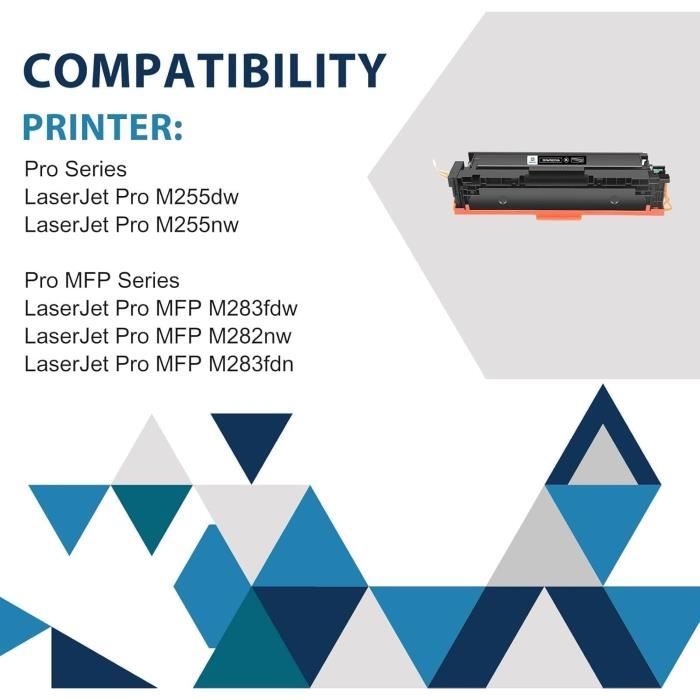 Cartouches Toner 207A - GENERIC - Pack de 4 - Noir, Cyan, Jaune, Magenta - Compatible HP MFP M283fdw