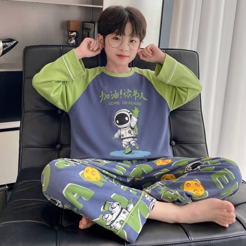 Boys Cotton Pajama Set Long Sleeve Cartoon Print Sleepwear Kids Ages 8 Fall Home Wear