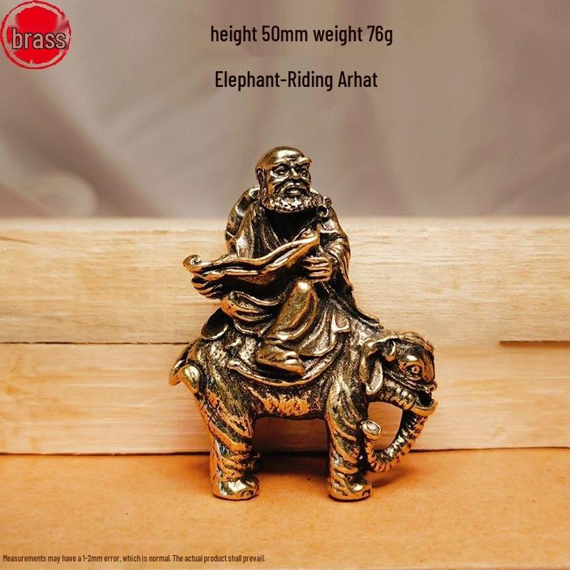 Solid Brass Eighteen Arhats Dragon and Tiger Taming Desktop Ornaments