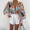 Elegant Semi-Transparant Shirt met revers & Lantaarnmouwen - Perfect voor Lente & Herfst