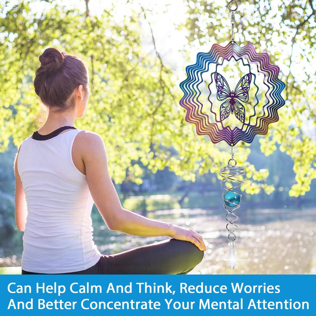 Roestvrijstalen Windmolen Vanger Creatieve 3D Verloopkleur Vlinder Hangende Windgong voor Tuin Erf Balkon Decoratie