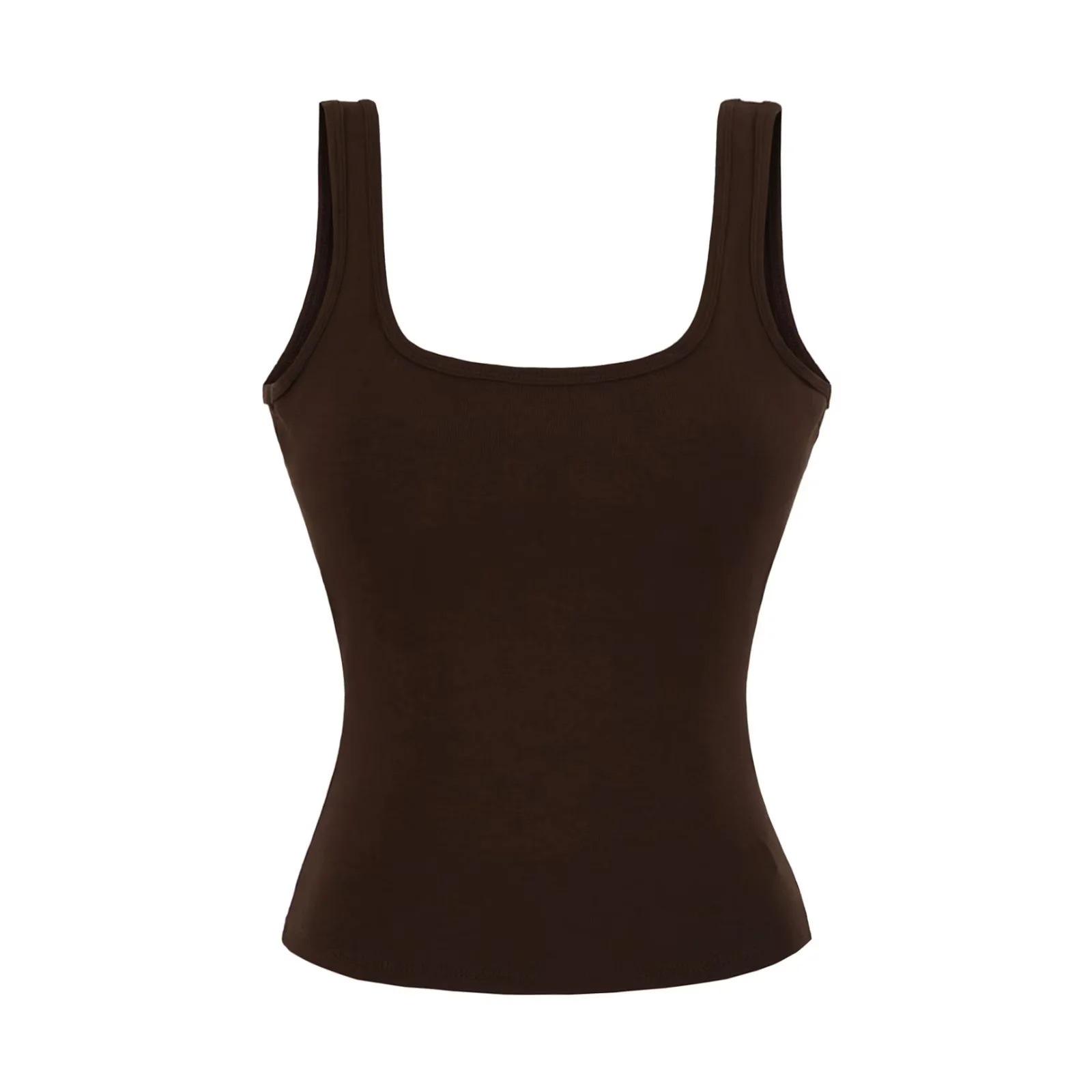 Женский летний сексуальный топ-майка на широких бретелях с чашечками - Сексуальный облегающий топ-майка с открытой спиной Medium