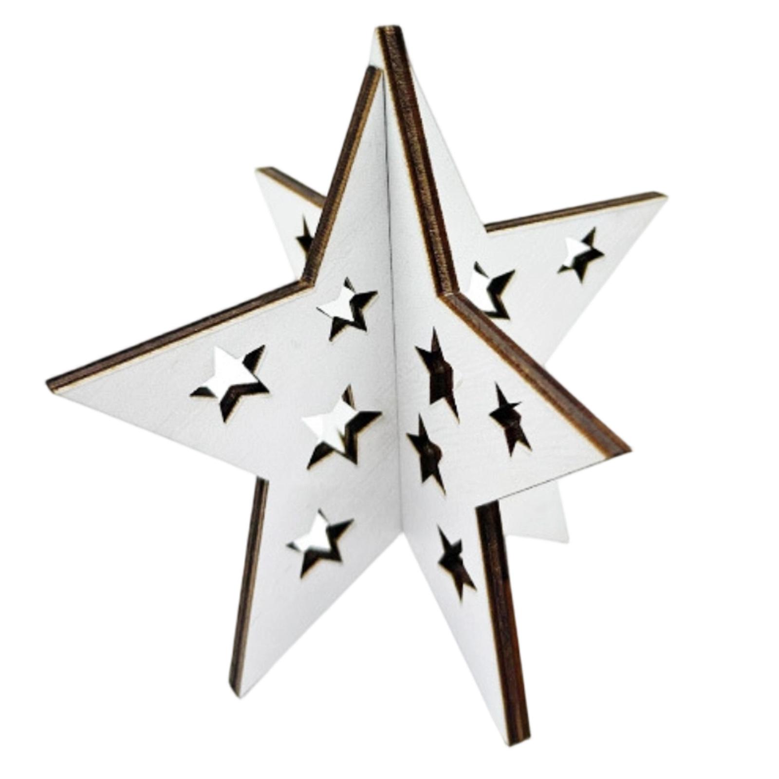 

Wooden Star Shaped Table Centerpiece Decorative Ornament with Cut Out Star Patterns for Home Display One Size белый