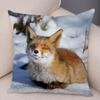 Cute Wild Fox Print Pillowcase Decorative  Animal  Polyester Cushion Cover for Sofa Home Car