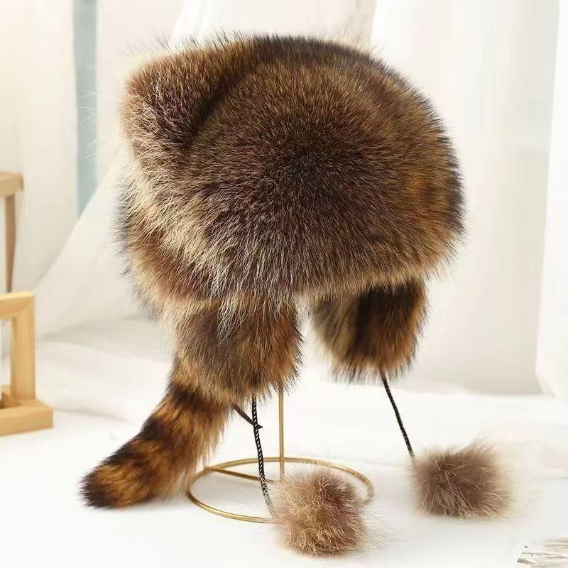Cute Little Raccoon Ear-protecting Hat, Warm And Thick, Fashionable And Versatile For Winter, Casual And Light Luxury Lei Feng Hat.