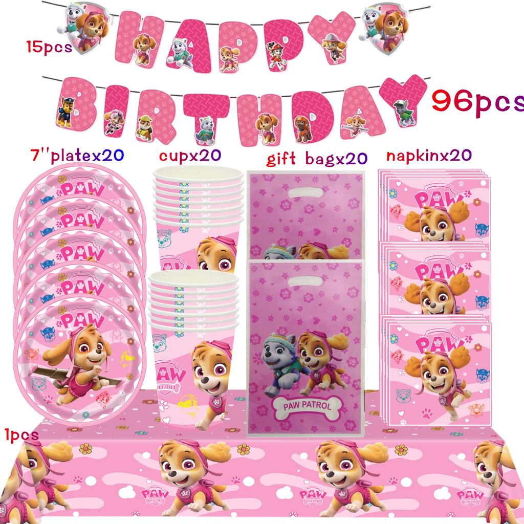 Birthday Decorations Paw Patrol for Girl Paw Patrol Birthday Kit Tablecloth Plate Cup Baby Shower Skye Birthday Party Favors