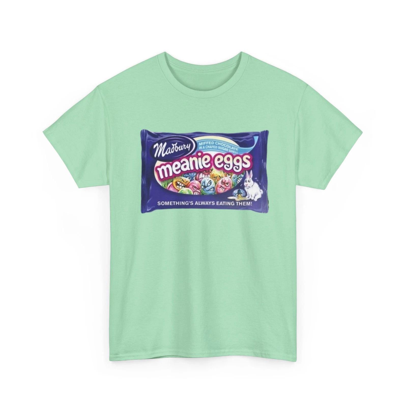 Wacky Packages Meanie Eggs Easter Candy Printed T shirt Funny Mini Eggs Parody L