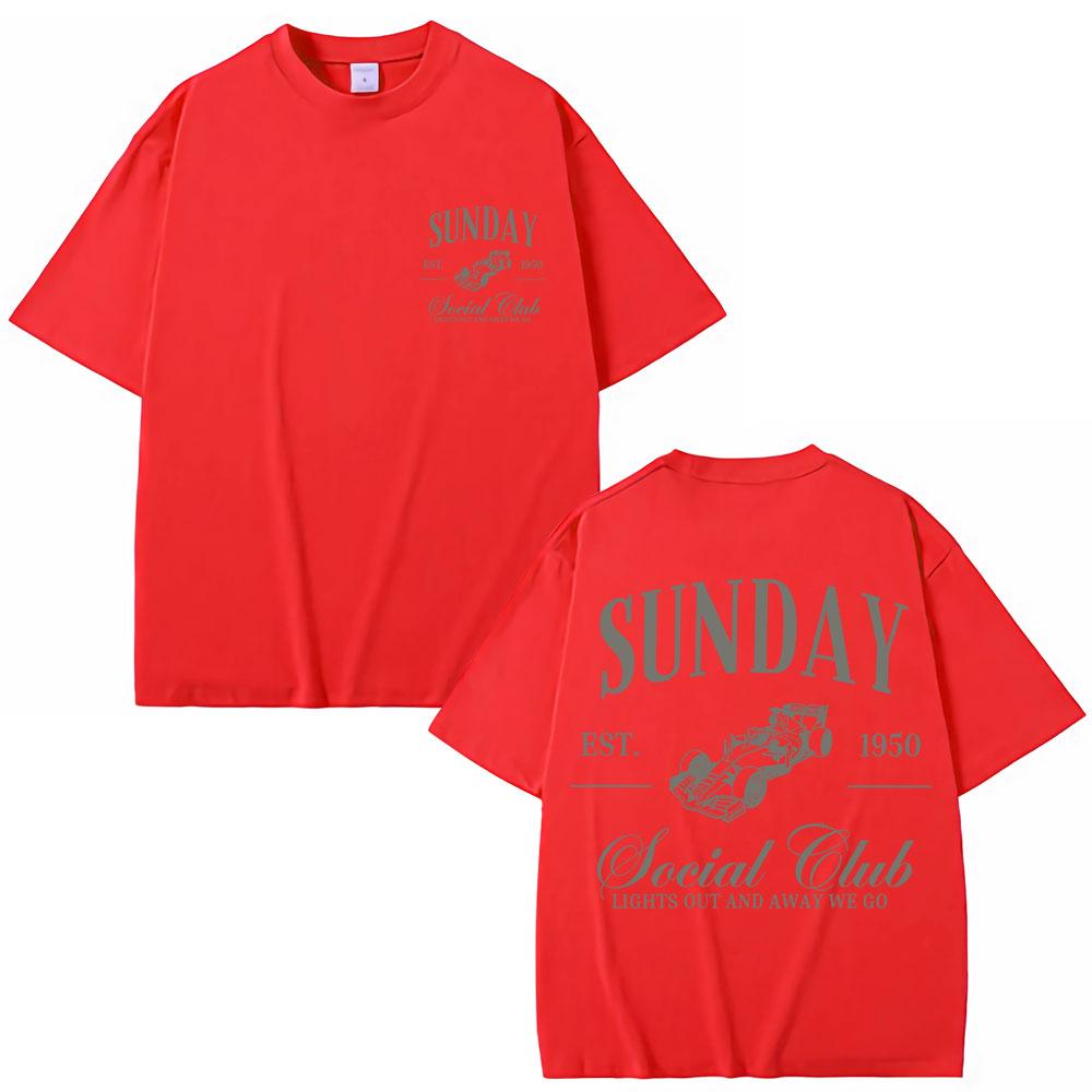 Sunday Social Running Club Graphic T Shirt Men Women Sporty Racing Vintage Fashion Short Sleeve Oversized T Shirts