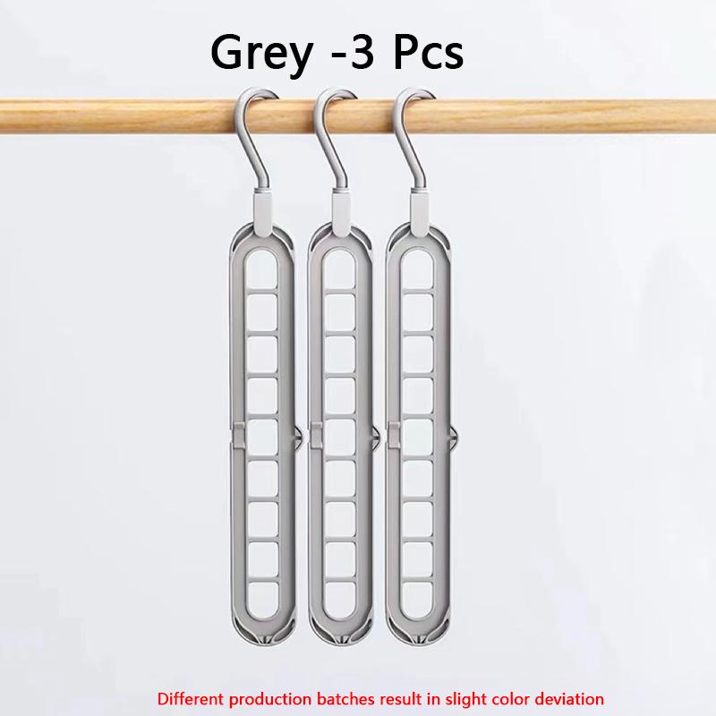3Pcs 9-hole Clothes Hanger Organizer Space Saving Hanger Multi-function Folding Magic Hangers Drying Racks Scarf Clothes Storage