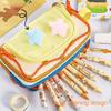 Multiple layers Pencil Cases with 2 Plush Stars Students School Supplies Large Capacity Pen Bag