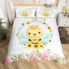 Kids Pink Rose Rabbit King Queen Duvet Cover Cartoon Animal Comforter Cover Rose Moon Floral Bedding Set Polyester Quilt Cover