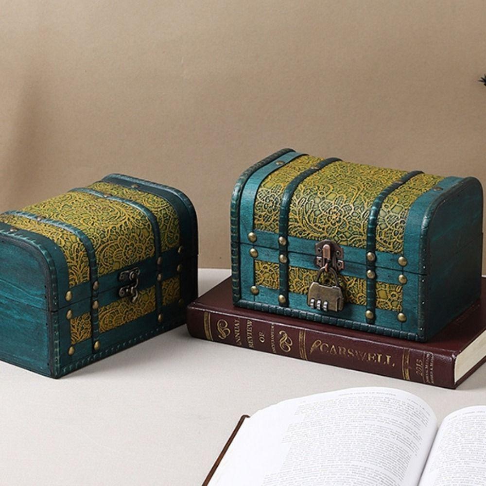Antique Jewelry Keepsakes Box Antique Finish Organizers Case Home Decoration Box  Wedding Gift