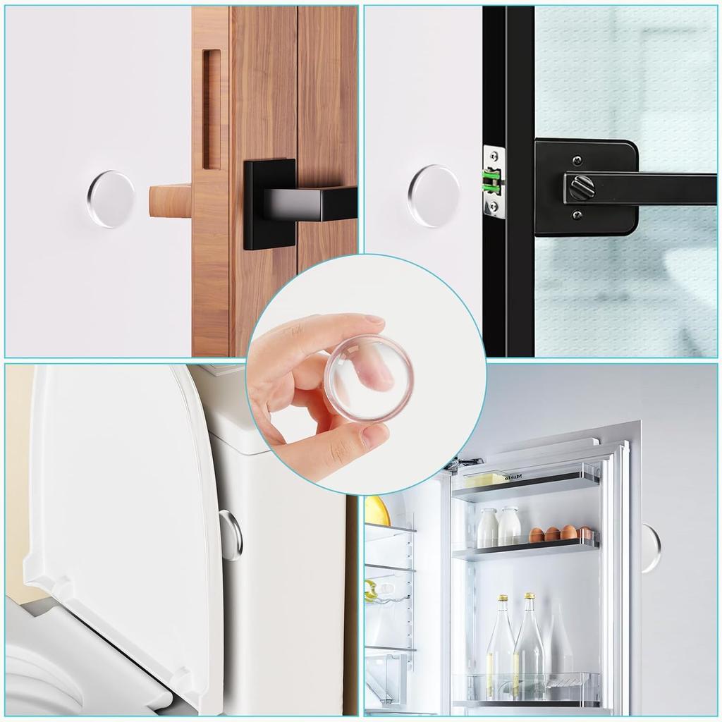 Clear Door Stoppers for Wall, LveSunny 8Pcs1.65 Door Handle Stopper and 90pcs CabinetDoor Bumper Clear, Door Protector, RubberBumpers Self Adhesive