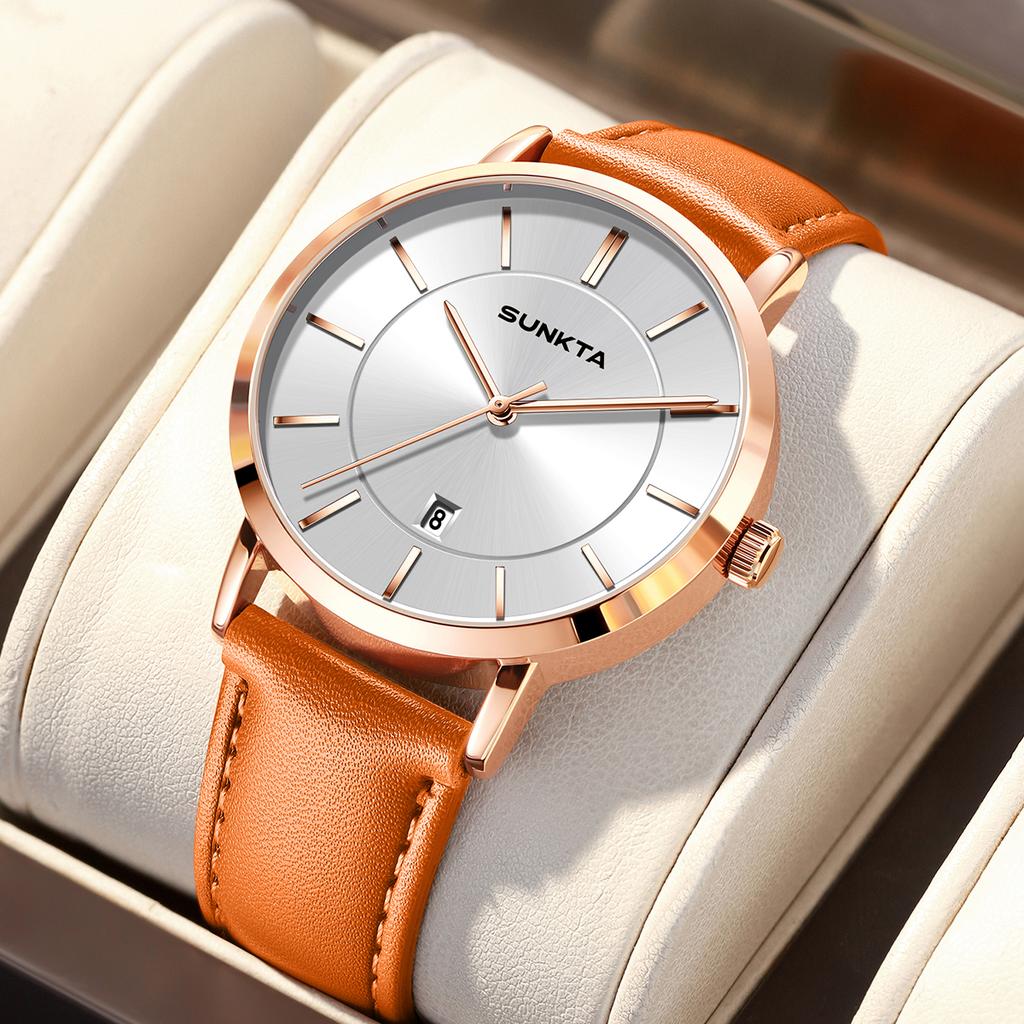 Sunkta New Fashion Elegant Watches for Women Outdoor Sports Ultra Thin Casual Leather Strap Breathable Quartz Ladies Watch Gifts
