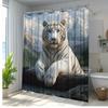 1pc Majeic White Tiger Shower Curtain - Scenic Mountain View with Majestic Tiger Design, Durable Polyester Fabric, Machine Washa