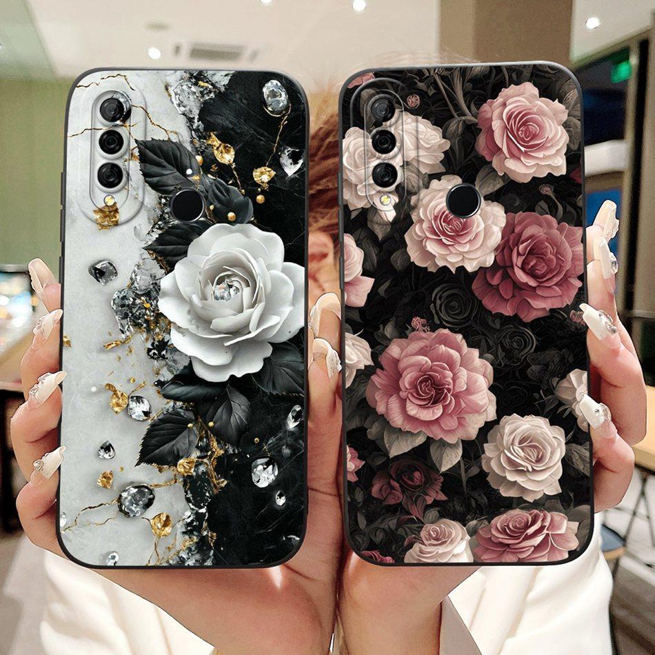 For Huawei Y6p MED-LX9 MED-LX9N Beautiful Bow Rose Painting Phone Case For Huawei Y6P 2020 Soft Silicone Shockproof Cases