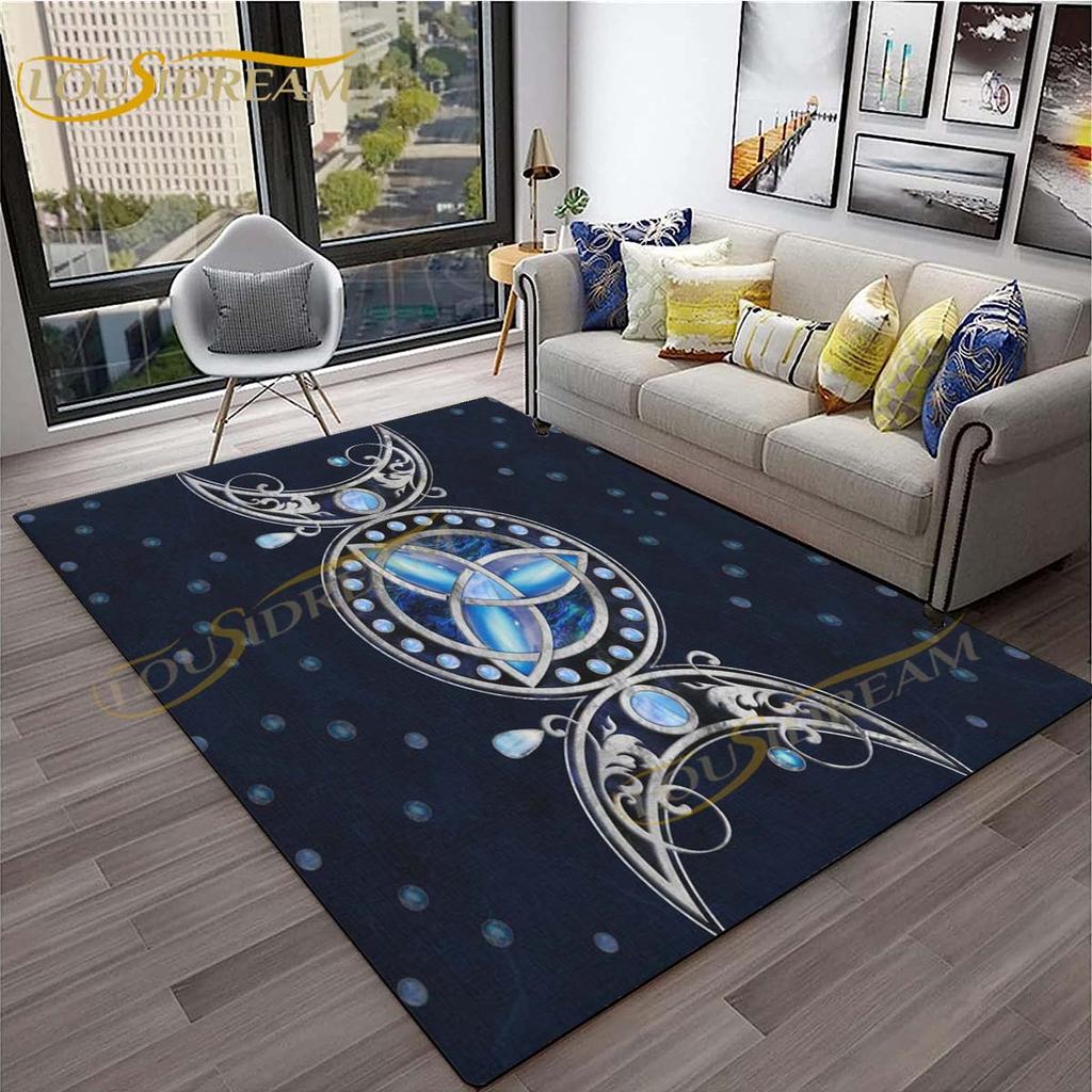 3D-Teppich mit Baum des Lebens, geheimnisvoller Tarotkarten-Teppich für Schlafzimmer, Wohnzimmer, Schlangenteppiche, Boho-Mondphase und Sterne, Schmetterlingsteppich