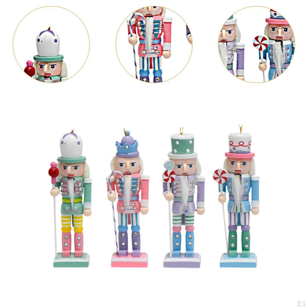 4Pcs 5 zoll Holz Nussknacker Mutter Puppe Figur Dekorationen Charming Farbe Nussknacker Hängen