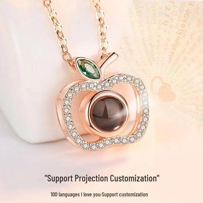 Collana con Ciondolo a Proiezione 'Ti Amo' in 100 Lingue - Gioiello con Foto Personalizzabile Perfetto per Regalo di Natale