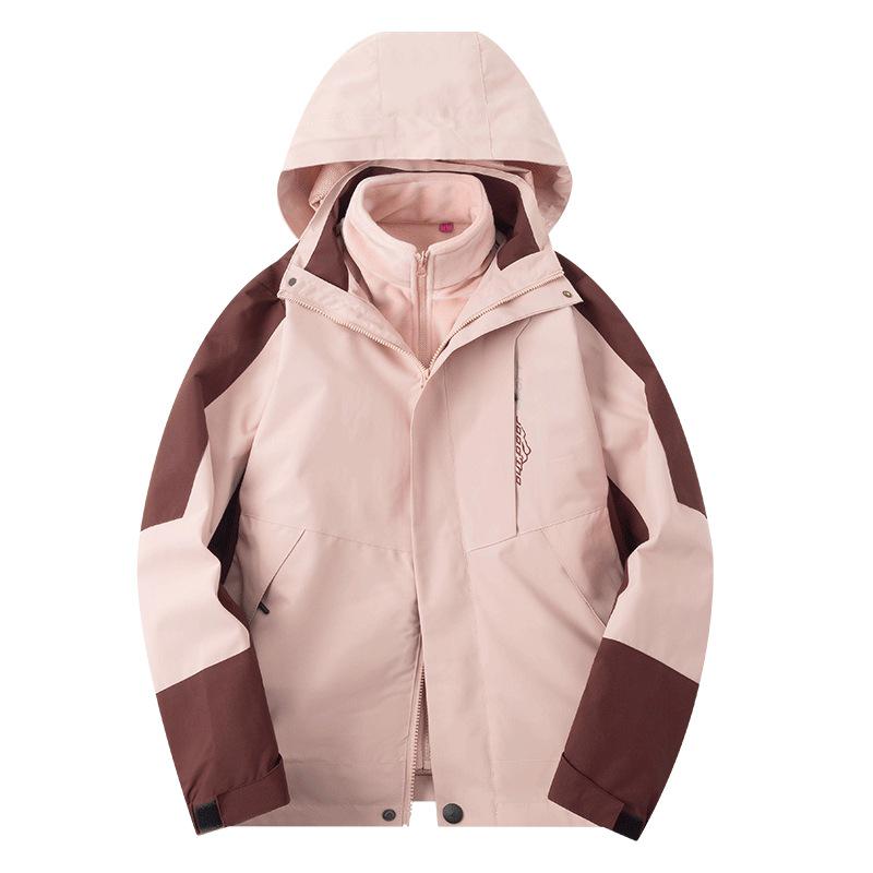 Unisex Větruodolná 3v1 Teplá Bunda Color Block na Podzim a Zimu