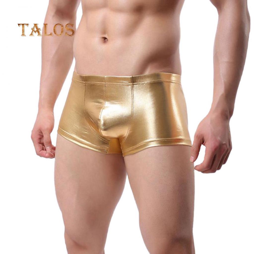 TALOS Fashion Club Men Patent Leather Boxers U Convex Underwear Underpants Shorts