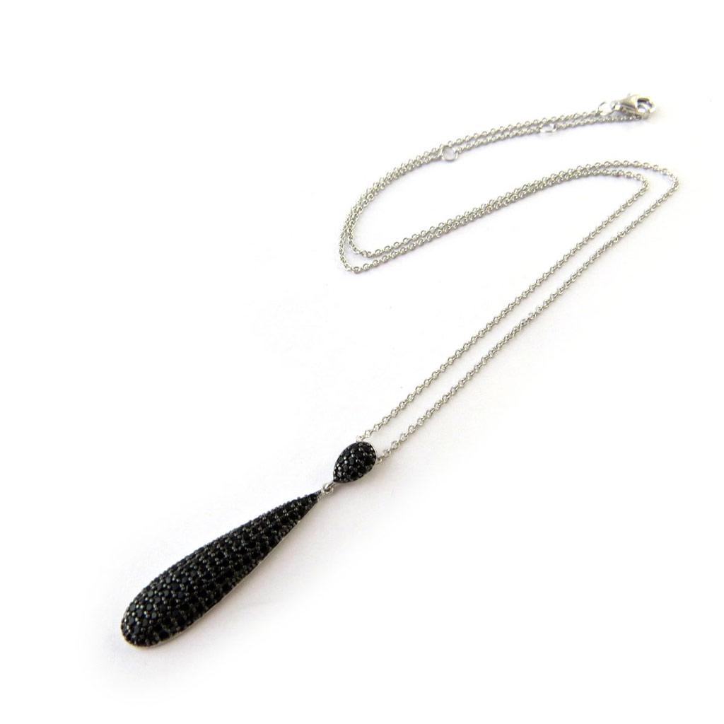 Les Trésors De Lily [N6859] - Silver Necklace 'Sissi' Black Silver (rhodium Plated) - 40x8 Mm