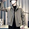 Men's Khaki Stand Collar Casual Jacket - Handsome & Trendy for Spring/Autumn
